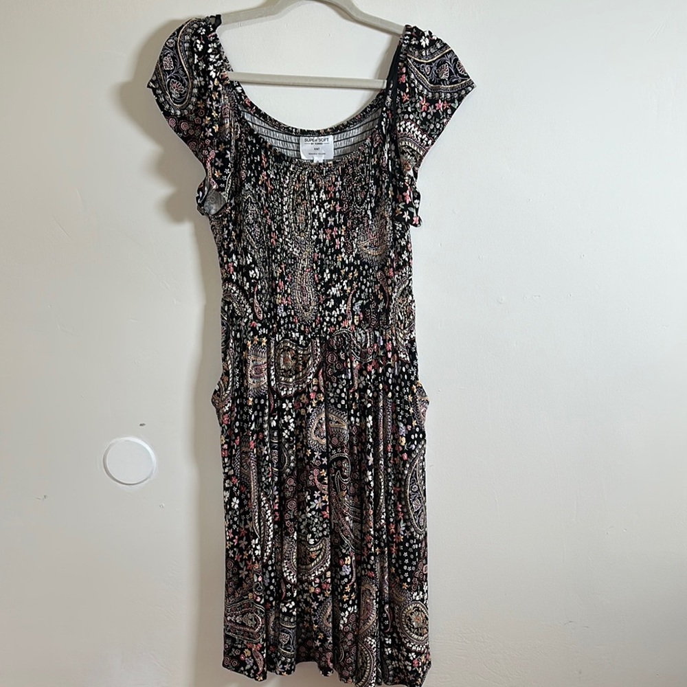 Torrid Size 0 Super Soft Black floral Print Mini Sundress